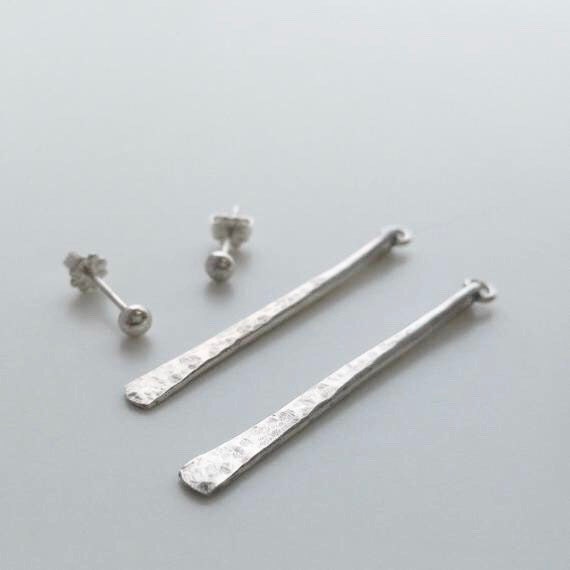 Handcrafted Argentium Silver Ear Jackets, Hammered Texture, Hypoallergenic Tarnish Resistant Earrings