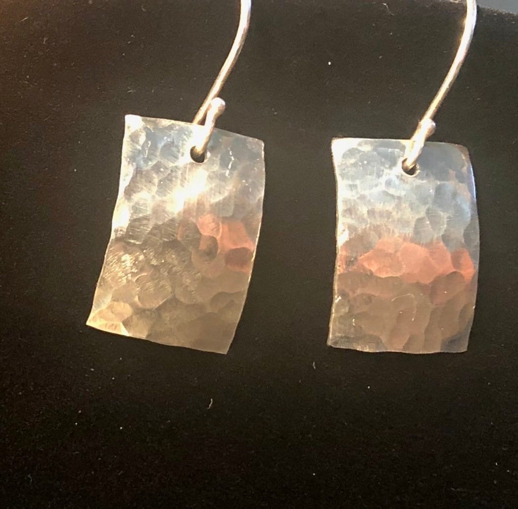Hammered Argentium Silver Drop Earrings, Minimalist Hypoallergenic and Tarnish Resistant Jewelry Gift for Women