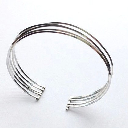Argentium Silver Wire Cuff Bracelet, Tarnish Resistant, Hypoallergenic, Artisan Jewelry
