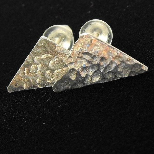 Hammered Argentium Silver Geometric Post Earrings, Hypoallergenic Tarnish Resistant Jewelry for Sensitive Skin