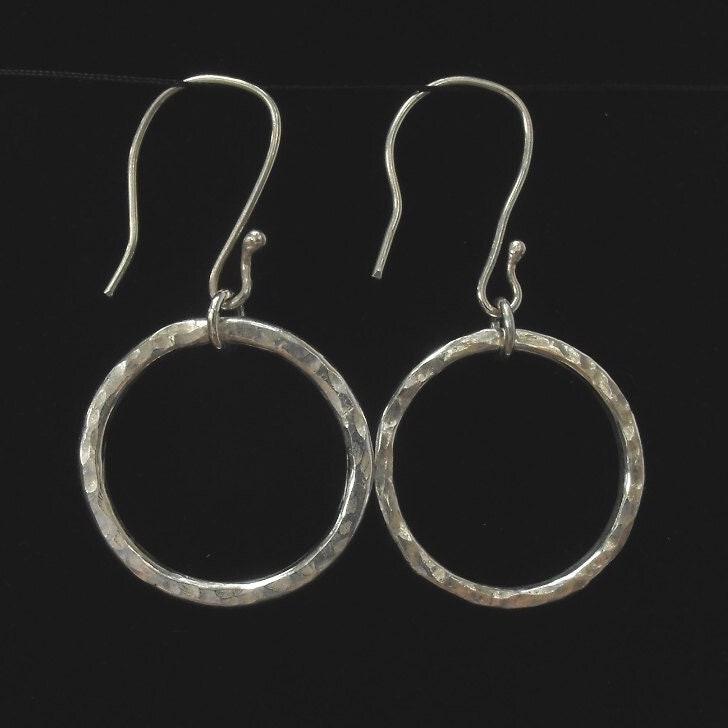 Hammered Argentium Silver Hoop Earrings, Modern Chunky Jewelry