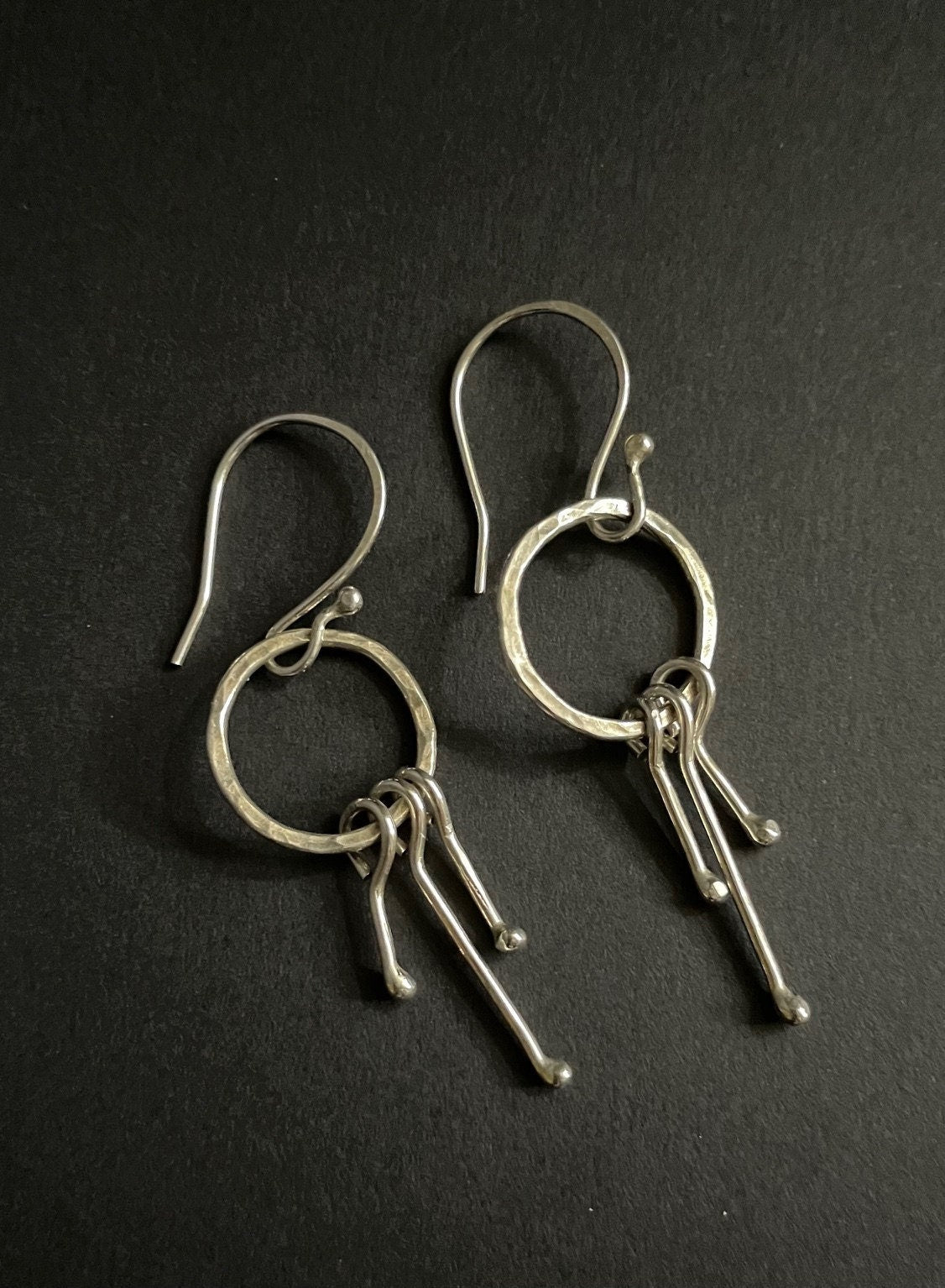 Hammered Argentium Silver Hoop Earrings, Modern Tarnish Resistant Jewelry