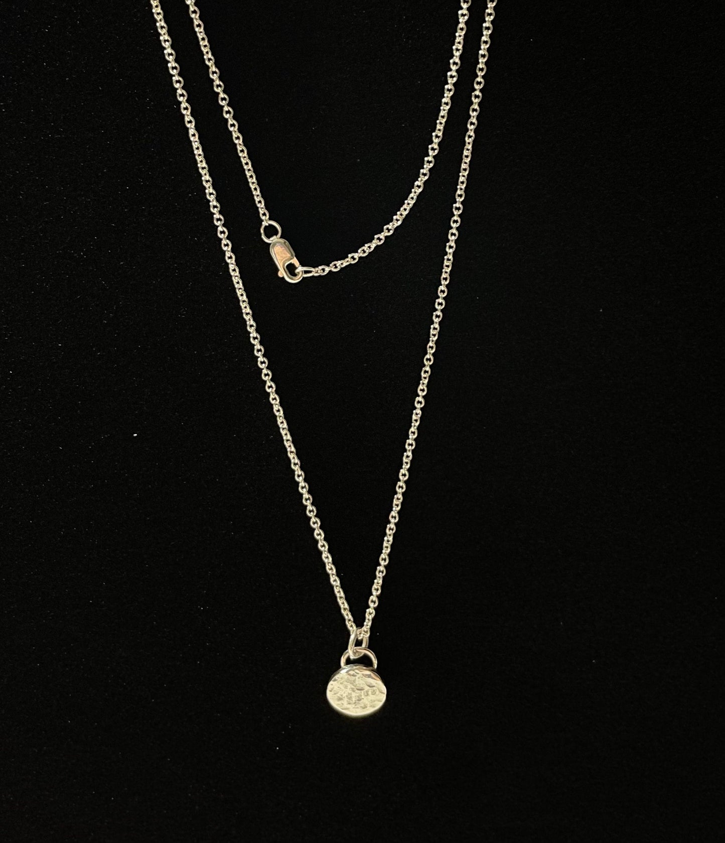 Hammered Argentium Silver Circle Necklace, Everyday Layering Jewelry, Tarnish Resistant, Eco Friendly Dainty Chain
