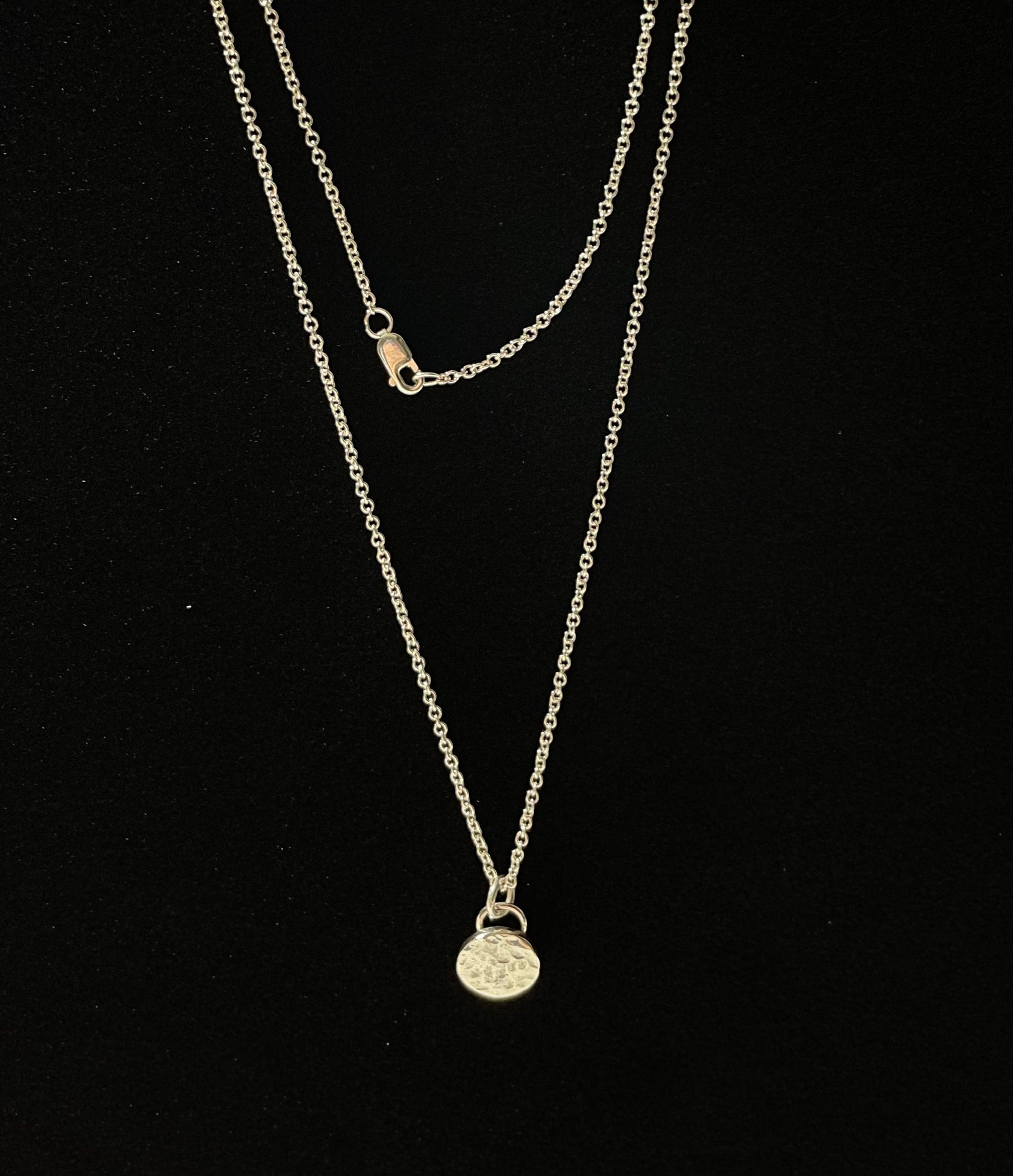 Hammered Argentium Silver Circle Necklace, Everyday Layering Jewelry, Tarnish Resistant, Eco Friendly Dainty Chain