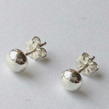 Daily Wear Silver Ball Stud Earrings, Tarnish Resistant, Hypoallergenic Unisex Argentium Silver Jewelry
