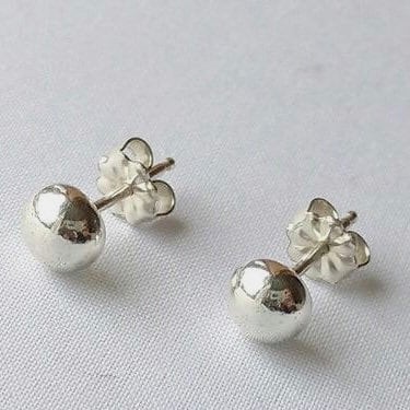 Handcrafted Argentium Silver Ball Earrings, Hypoallergenic Everyday Jewelry