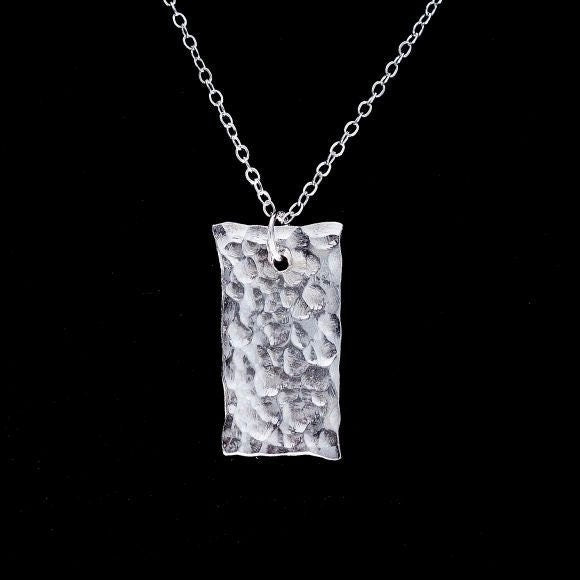 Handcrafted Argentium Silver Bar Necklace, Tarnish Resistant, Minimalist Pendant Jewelry