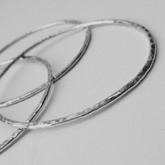 Handcrafted Hammered Argentium Silver Bangle Bracelet, Tarnish Resistant, Hypoallergenic