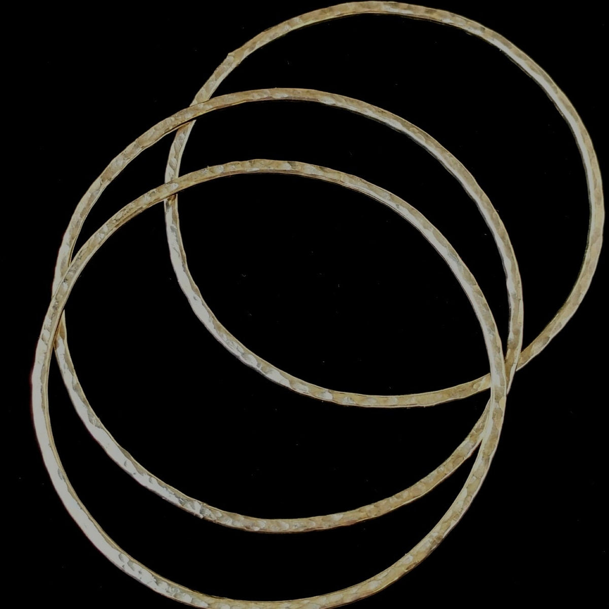 Set of Three Hammered Argentium Silver Bangles, Minimalist Stacking Bracelets