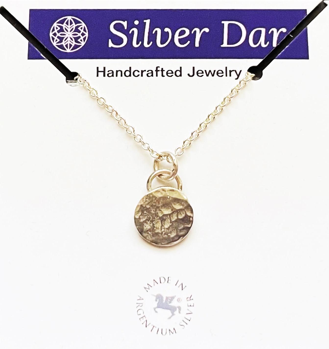 Hammered Argentium Silver Circle Necklace, Everyday Layering Jewelry, Tarnish Resistant, Eco Friendly