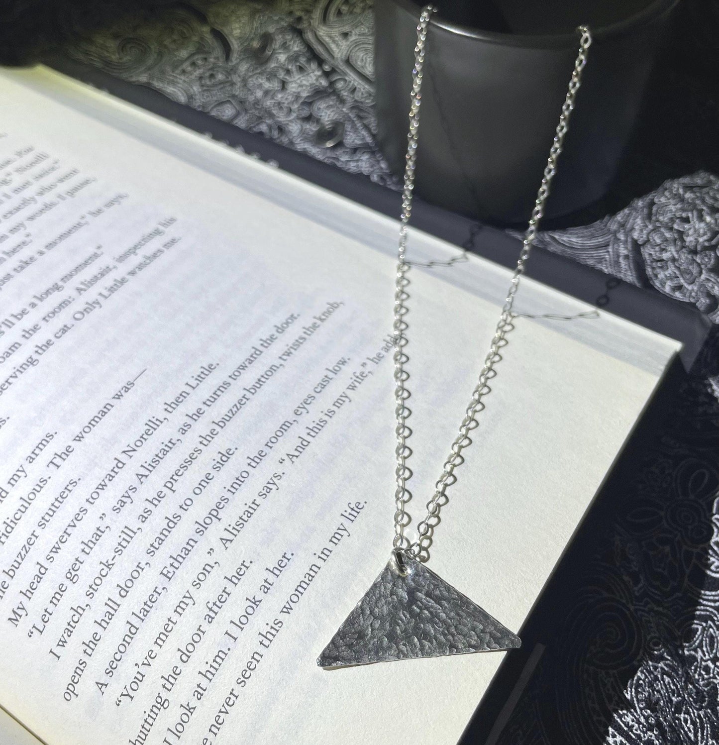 Handcrafted Argentium Silver Triangle Necklace, Hammered Modern Pendant, Eco Friendly Jewelry