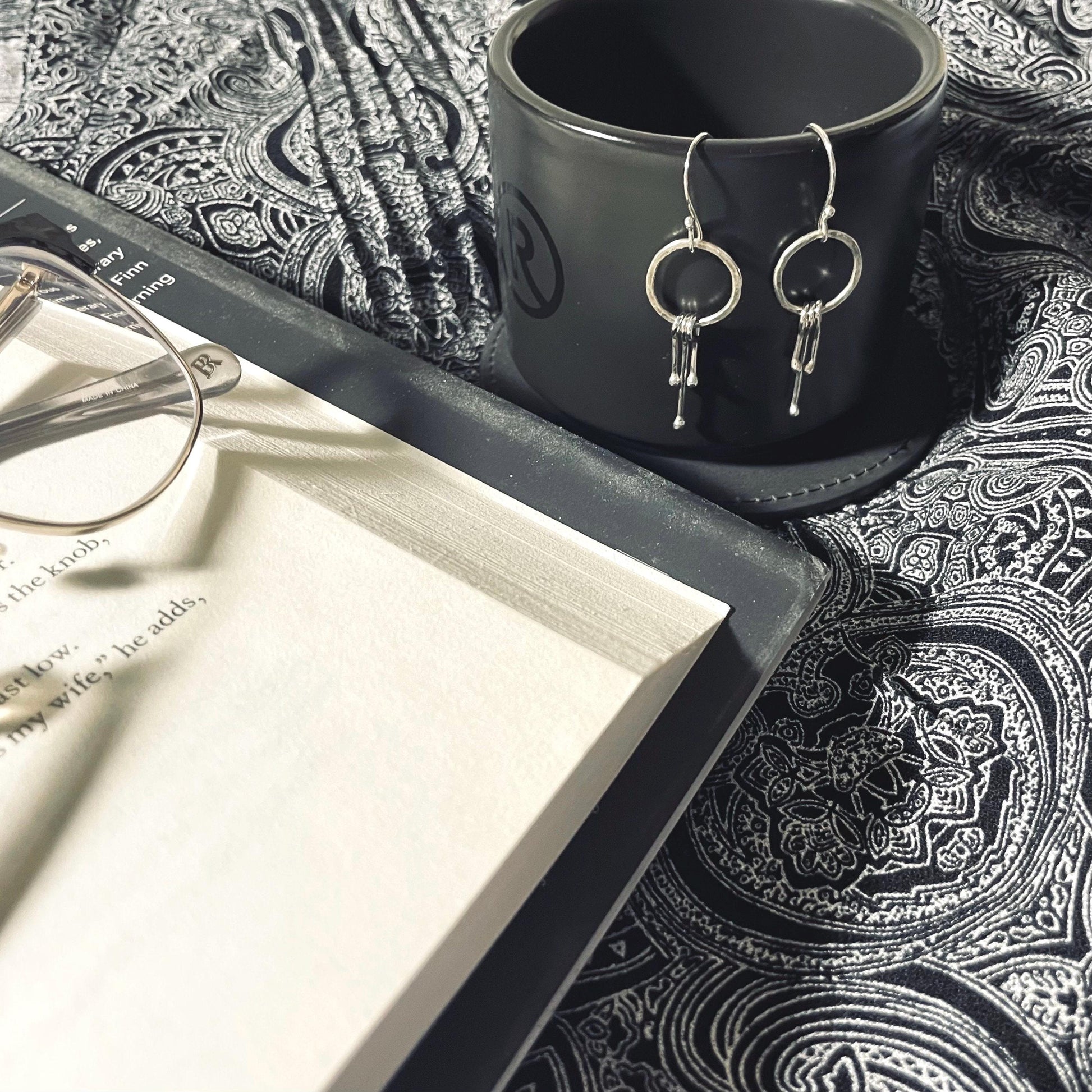Hammered Argentium Silver Hoop Earrings, Modern Tarnish Resistant Jewelry