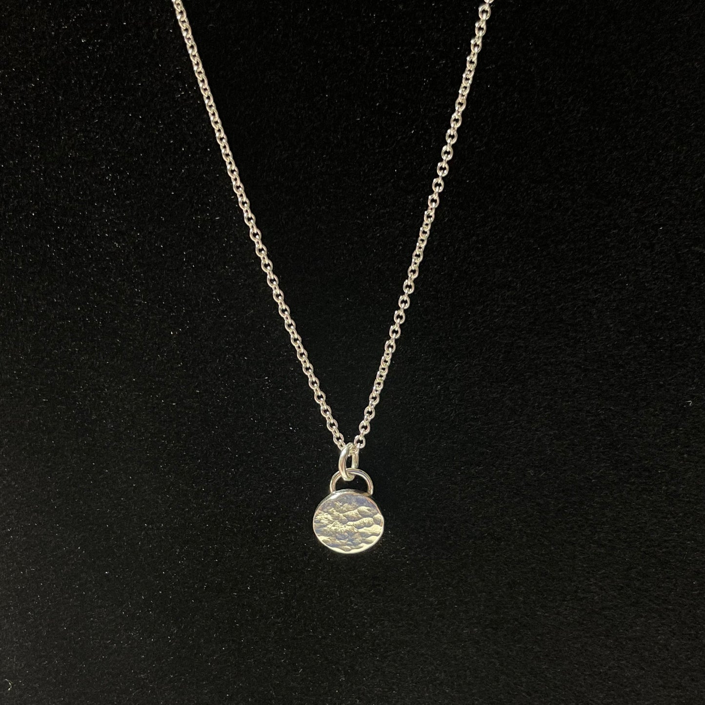 Hammered Argentium Silver Circle Necklace, Everyday Layering Jewelry, Tarnish Resistant, Eco Friendly Dainty Chain