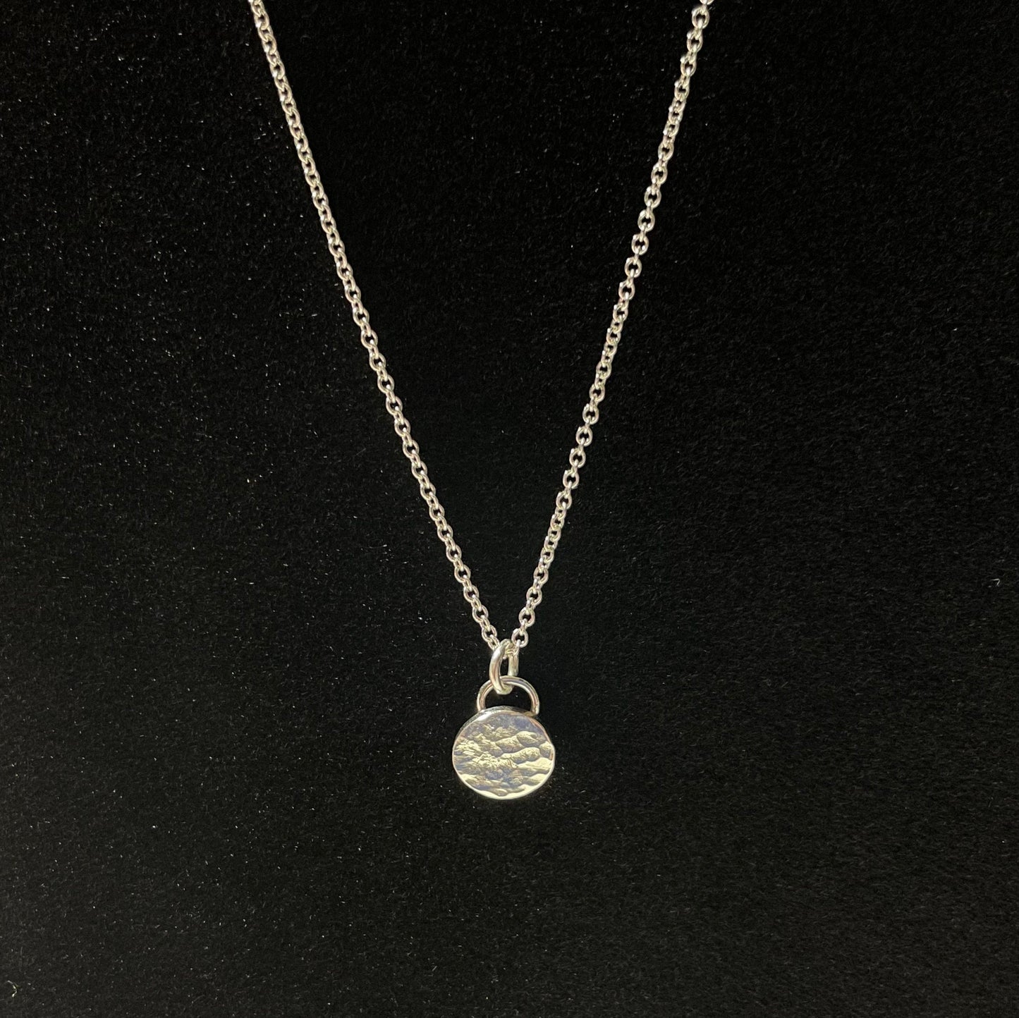 Hammered Argentium Silver Circle Necklace, Everyday Layering Jewelry, Tarnish Resistant, Eco Friendly