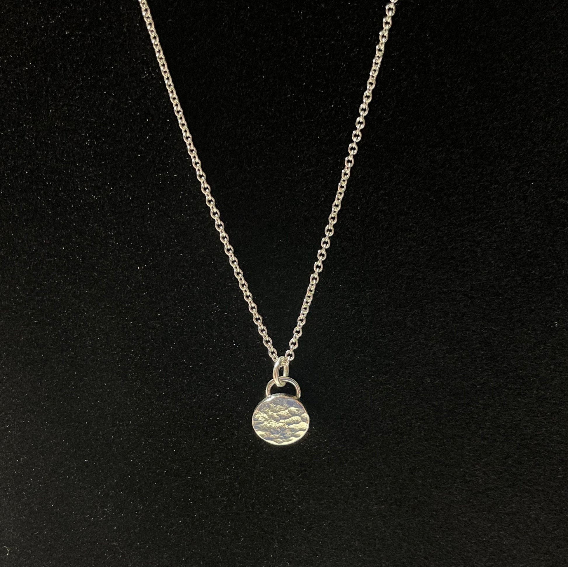 Hammered Argentium Silver Circle Necklace, Everyday Layering Jewelry, Tarnish Resistant, Eco Friendly