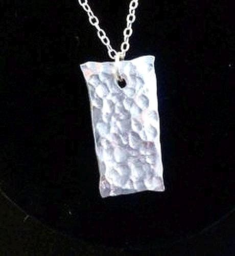 Hammered Argentium Silver Necklace, Modern Eco Friendly and Tarnish Resistant Jewelry Gift for Women