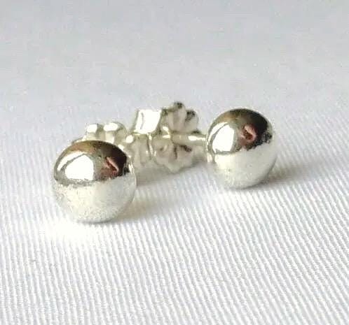 Daily Wear Silver Ball Stud Earrings, Tarnish Resistant, Hypoallergenic Unisex Argentium Silver Jewelry