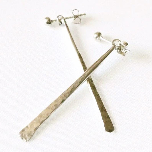 Handcrafted Argentium Silver Ear Jackets, Hammered Texture, Hypoallergenic Tarnish Resistant Earrings