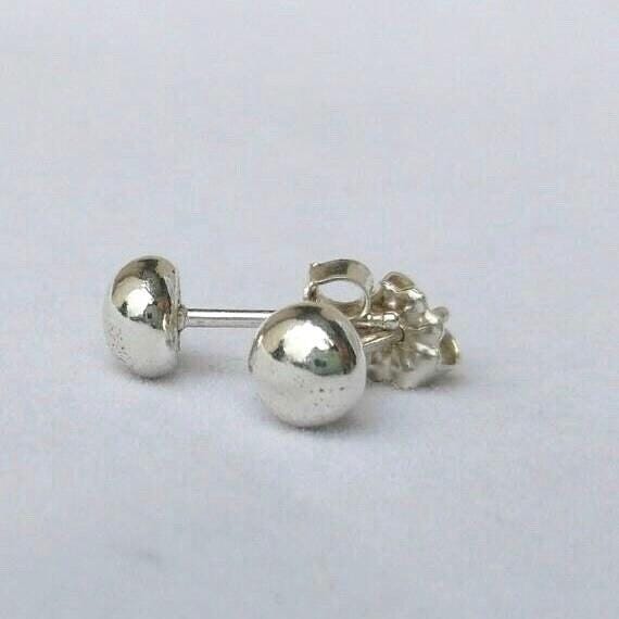 Handcrafted Argentium Silver Ball Post Earrings, Everyday Jewelry Gift for Him