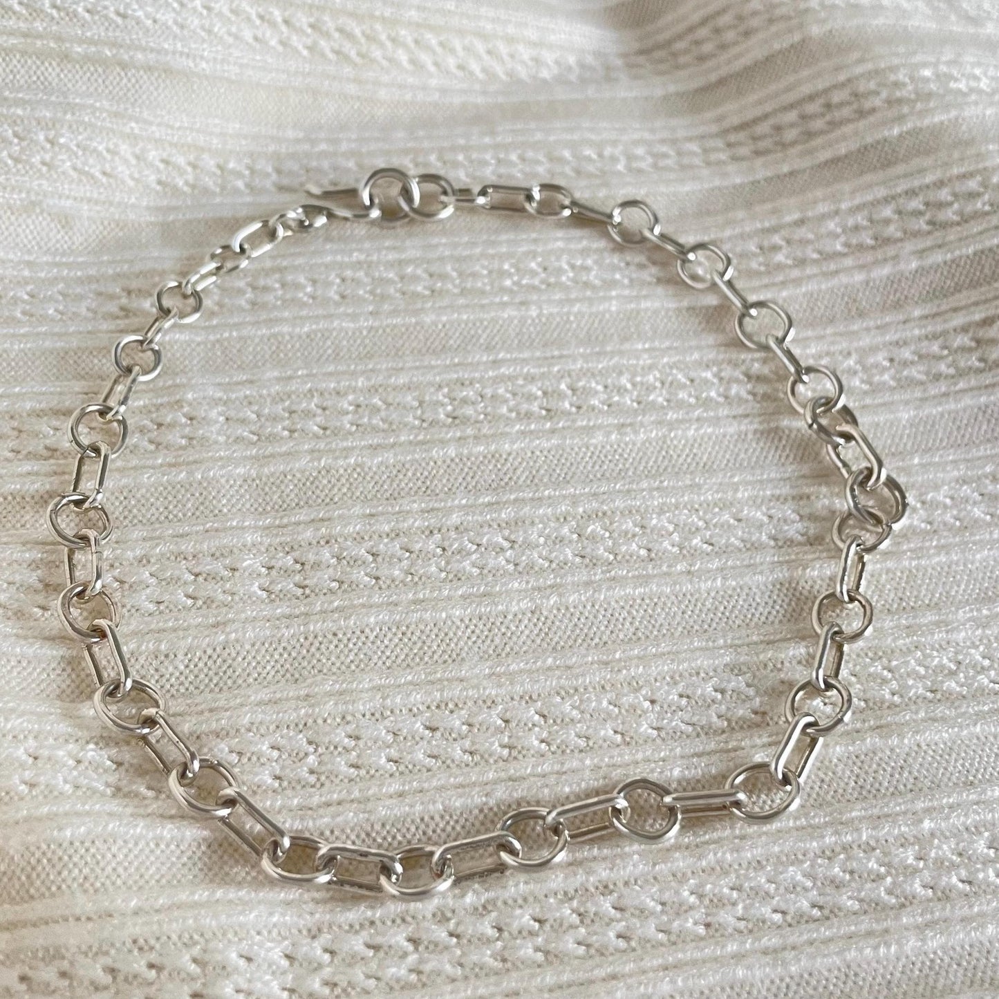 Handcrafted Argentium Silver Chain Bracelet, Hypoallergenic Tarnish Resistant Jewelry