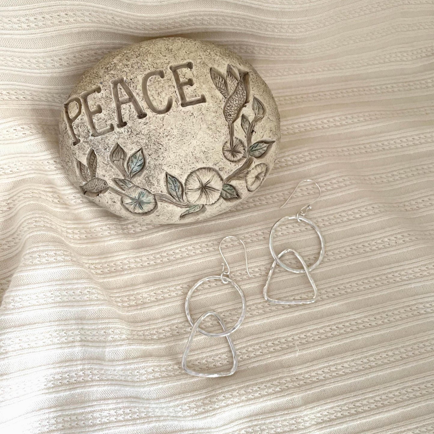 Handcrafted Argentium Silver Double Hoop Earrings, Geometric Statement Dangles