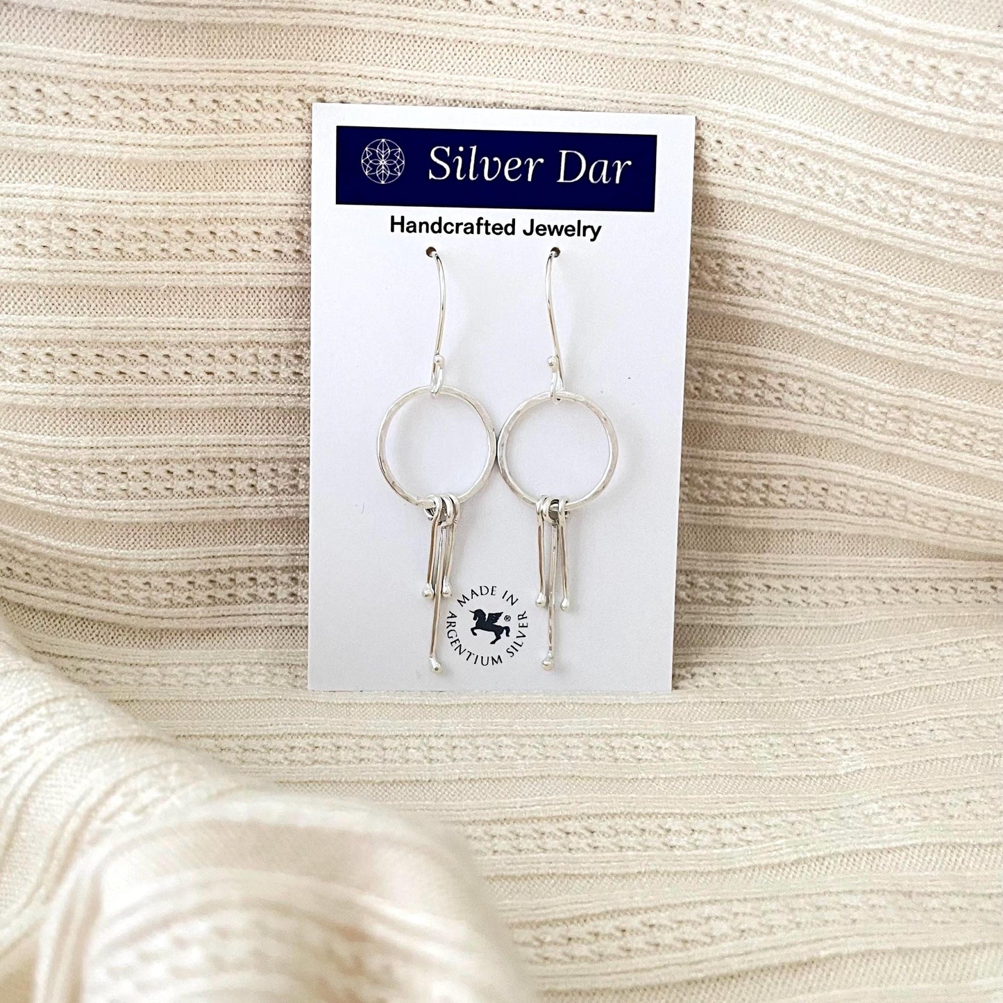 Hammered Argentium Silver Hoop Earrings, Modern Tarnish Resistant Jewelry