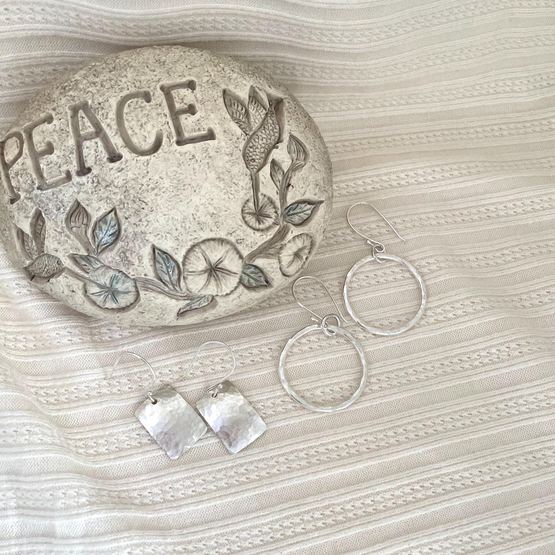 Handcrafted Argentium Silver Chunky Hoop Earrings, Thick 12g Artisan Hammered Statement Circles