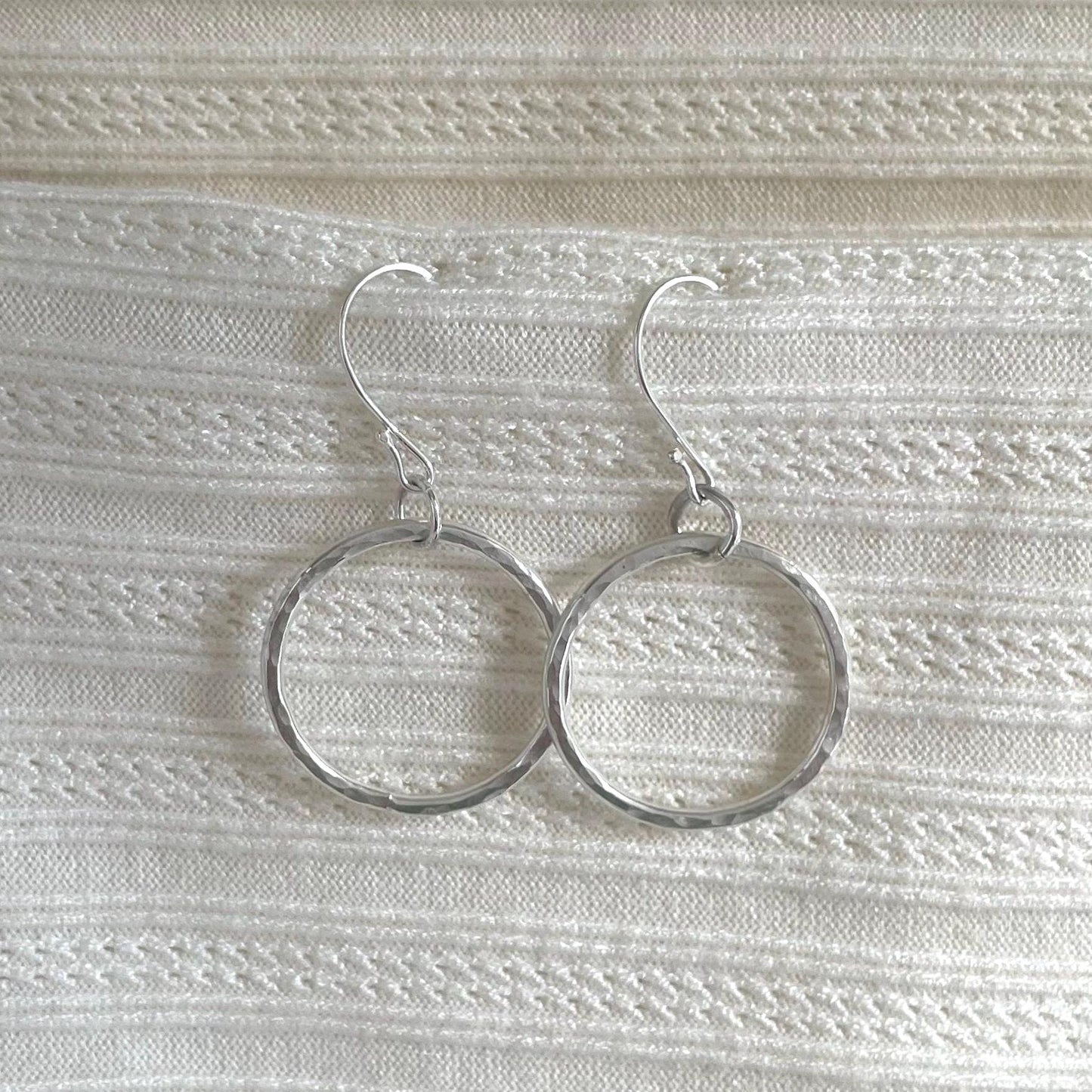 Handcrafted Argentium Silver Chunky Hoop Earrings, Thick 12g Artisan Hammered Statement Circles
