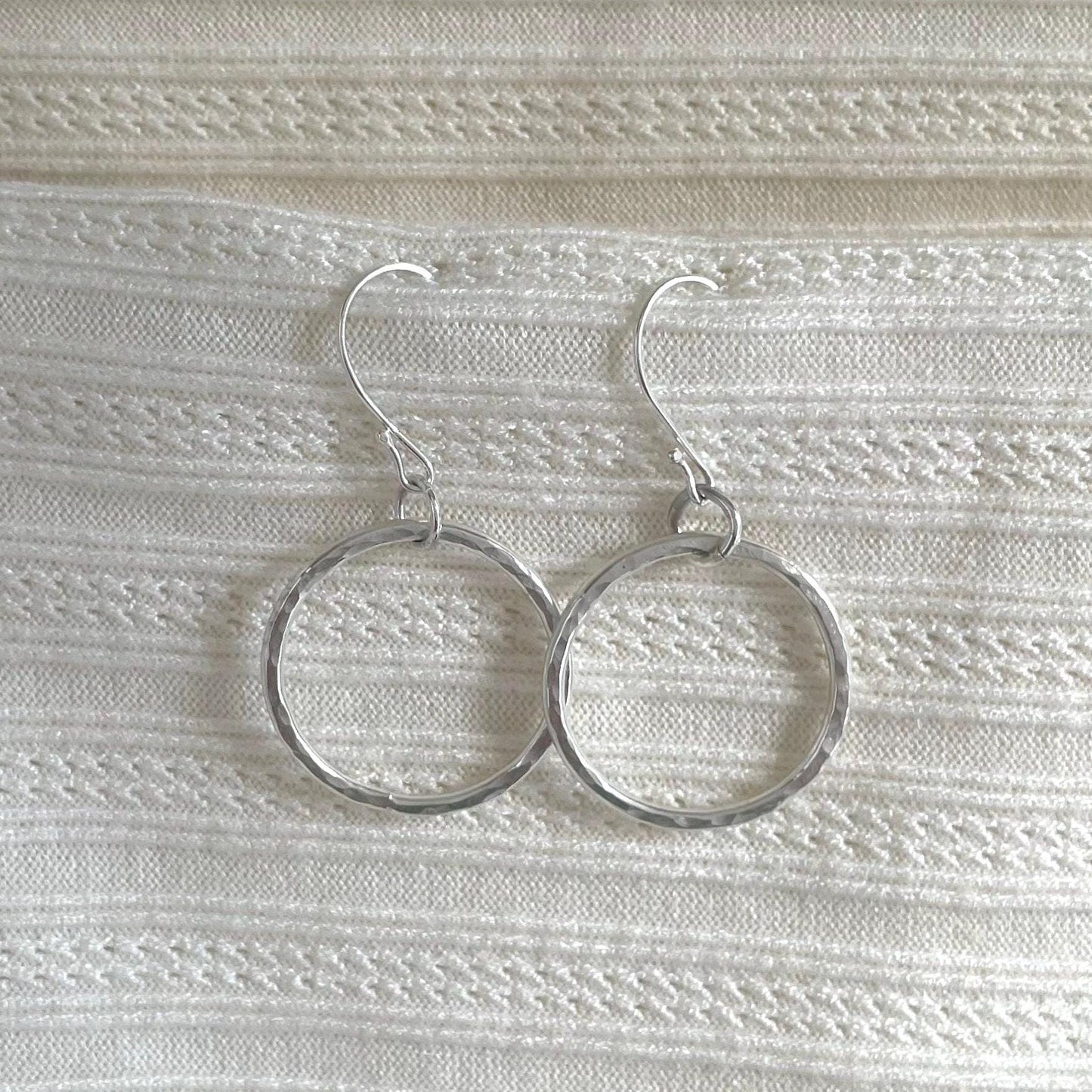 Hammered Argentium Silver Hoop Earrings, Modern Chunky Jewelry