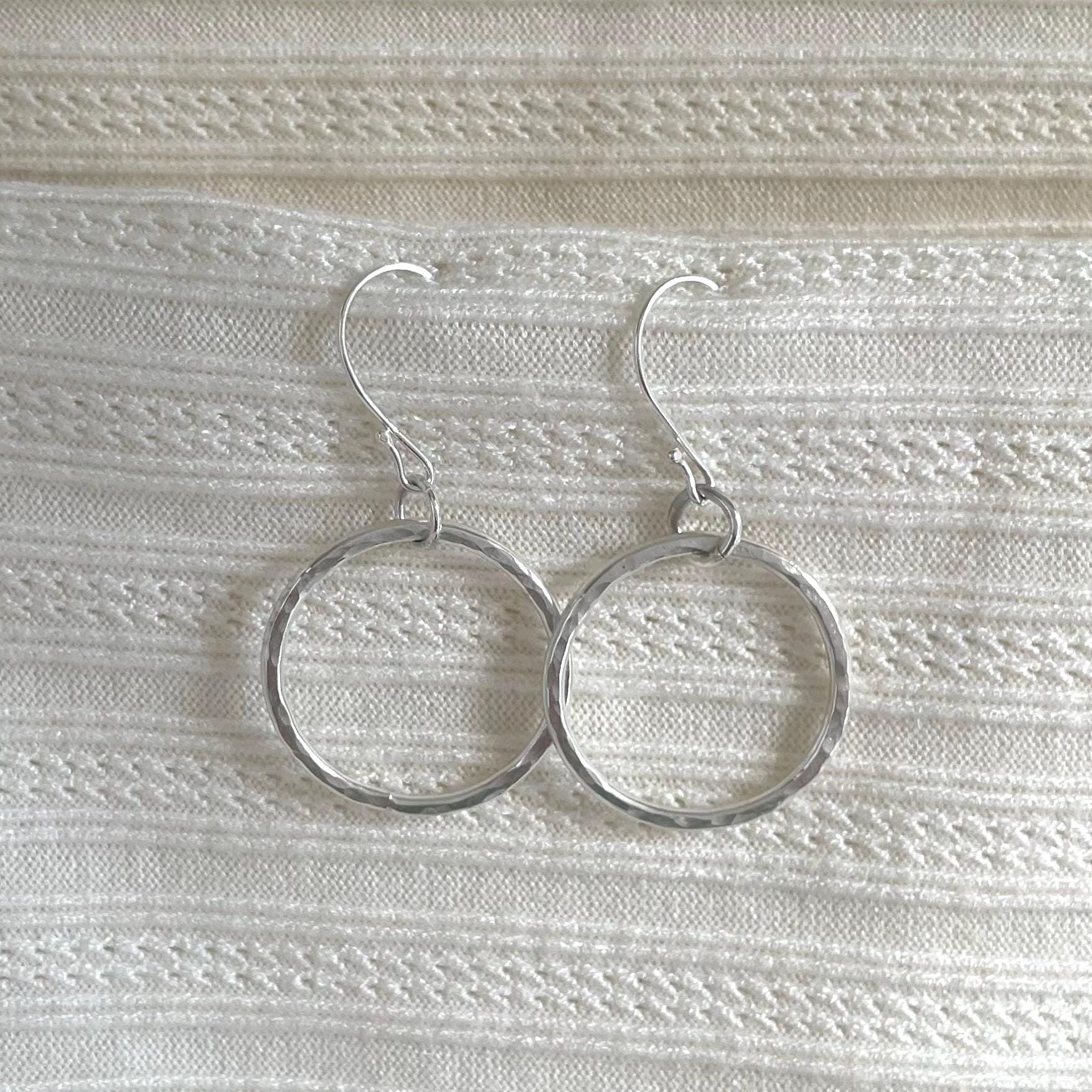 Hammered Argentium Silver Hoop Earrings, Modern Chunky Jewelry