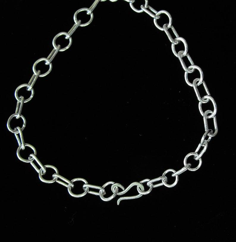 Handcrafted Argentium Silver Chain Link Bracelet, Tarnish Resistant Daily Wear