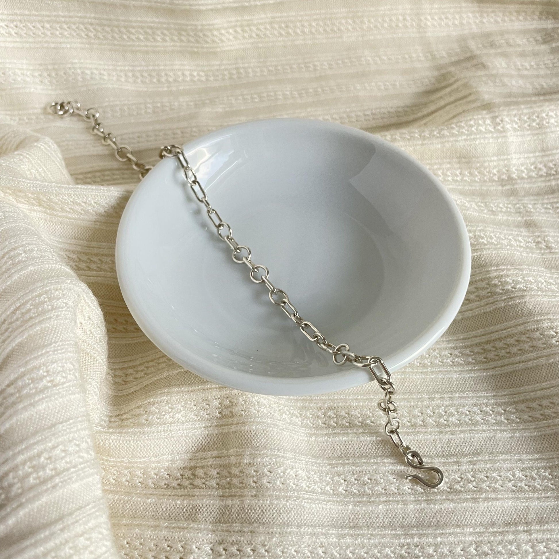 Handcrafted Argentium Silver Chain Link Bracelet, Tarnish Resistant Daily Wear