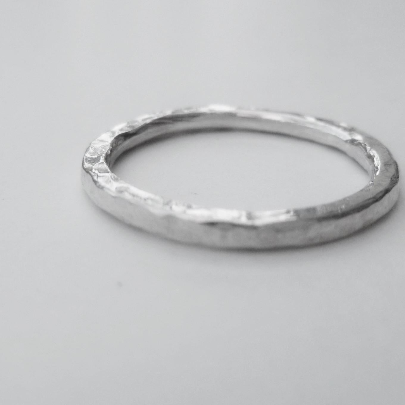 Handcrafted Hammered Argentium Silver Stacking Rings, Hypoallergenic Tarnish Resistant Set