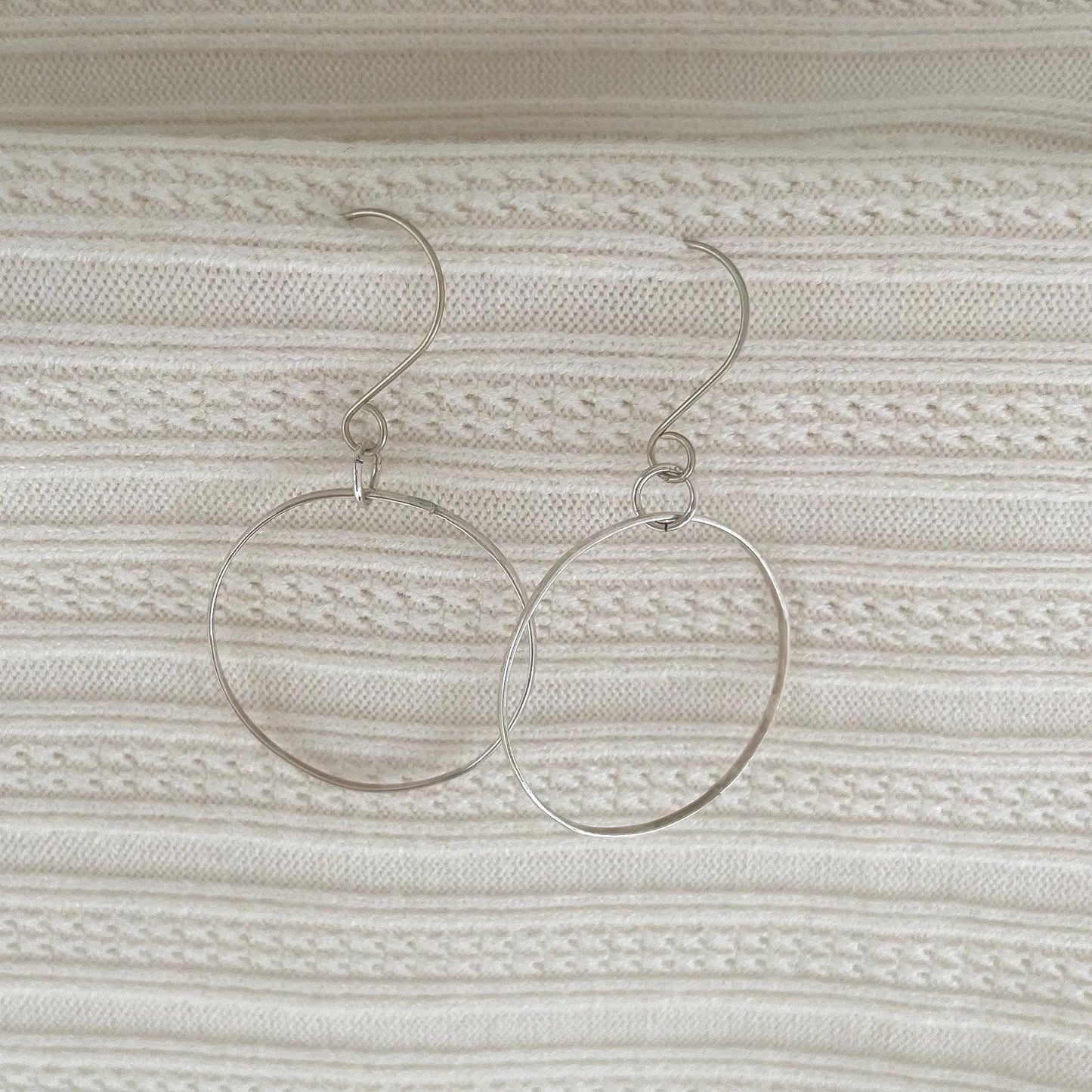 Hand-Shaped Argentium Silver Hoop Earrings, Tarnish Resistant Minimalist Jewelry