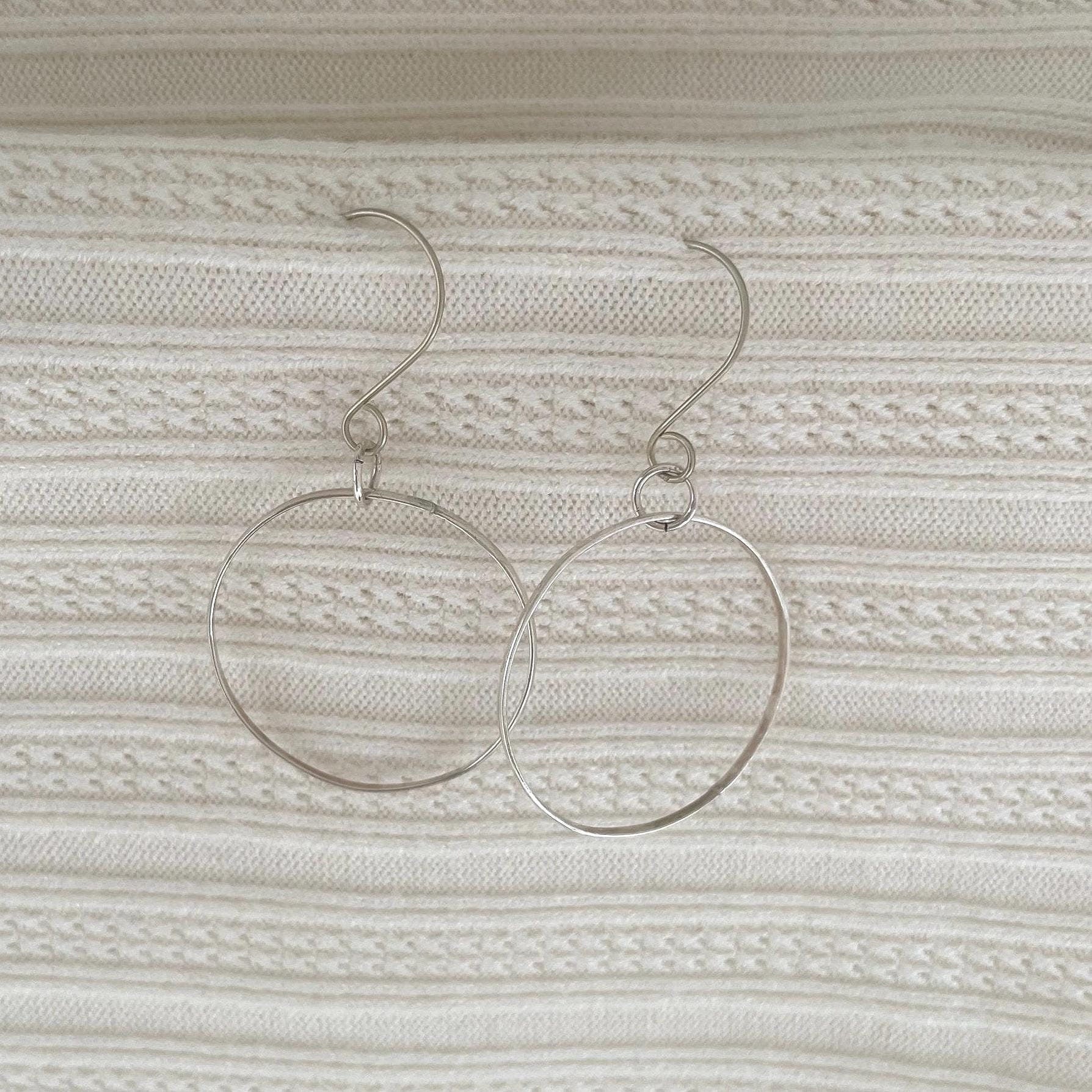 Hand-Shaped Argentium Silver Hoop Earrings, Tarnish Resistant Minimalist Jewelry