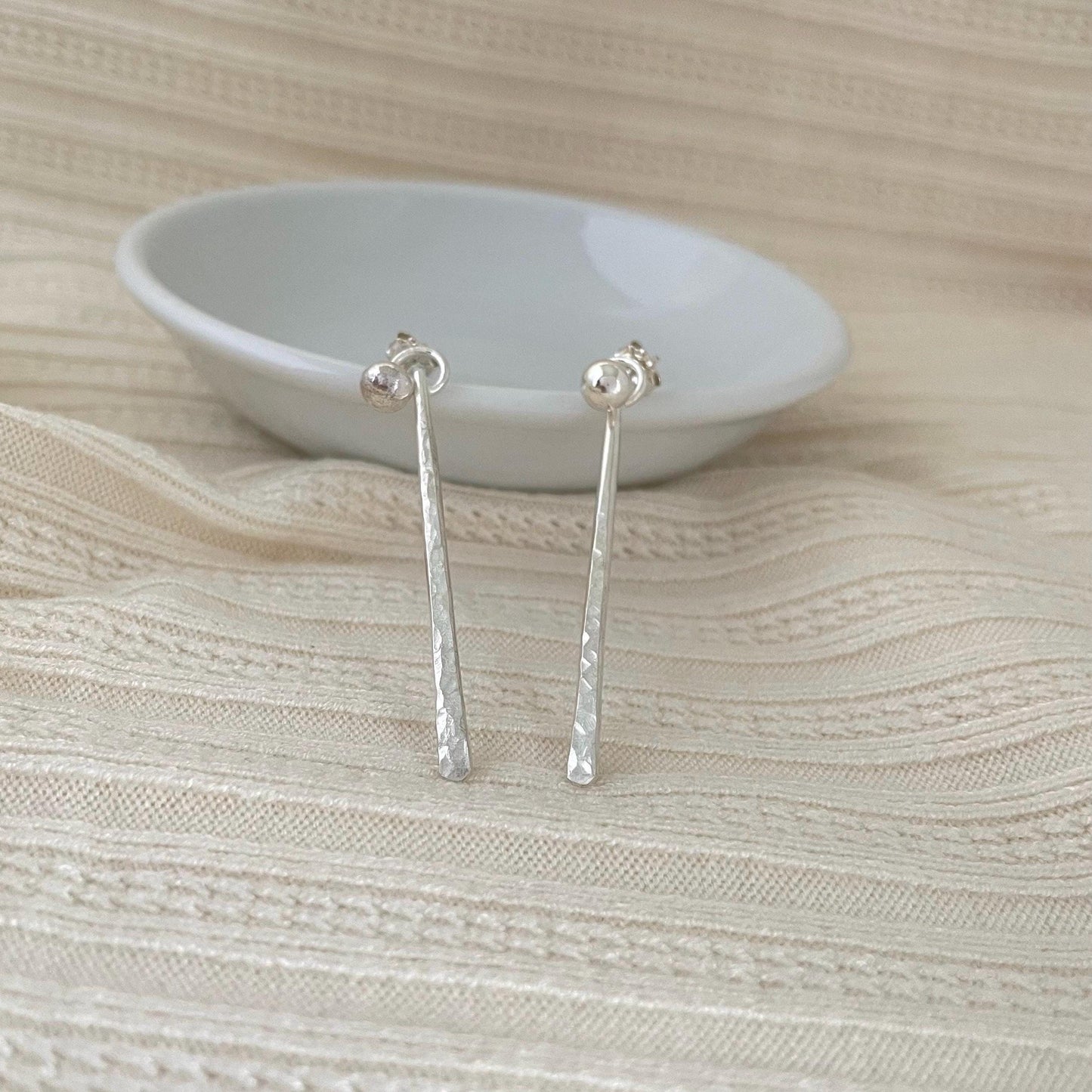 Handcrafted Argentium Silver Ear Jackets, Hammered Texture, Hypoallergenic Tarnish Resistant Earrings