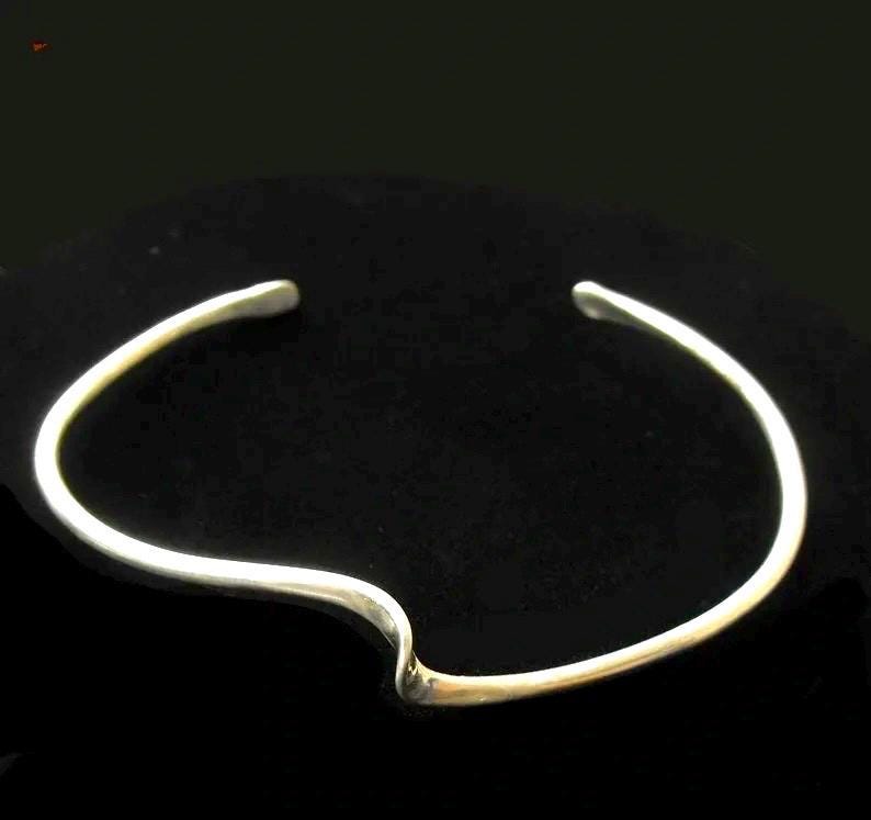 Hand-forged Argentium Silver Wave Cuff Bracelet, Tarnish Resistant, Eco Friendly