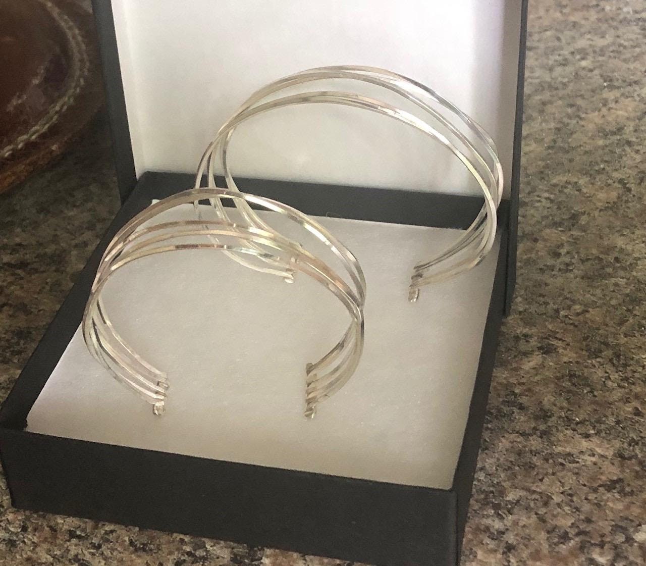 Argentium Silver Wire Cuff Bracelet, Tarnish Resistant, Hypoallergenic, Artisan Jewelry