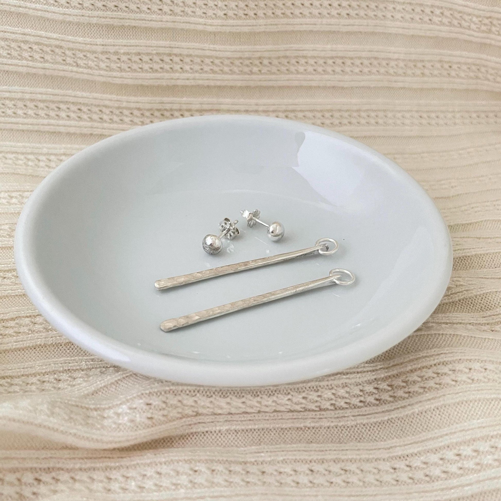 Handcrafted Argentium Silver Ear Jackets, Hammered Texture, Hypoallergenic Tarnish Resistant Earrings
