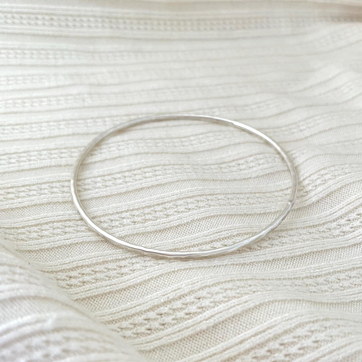 Handcrafted Hammered Argentium Silver Bangle Bracelet, Tarnish Resistant, Hypoallergenic