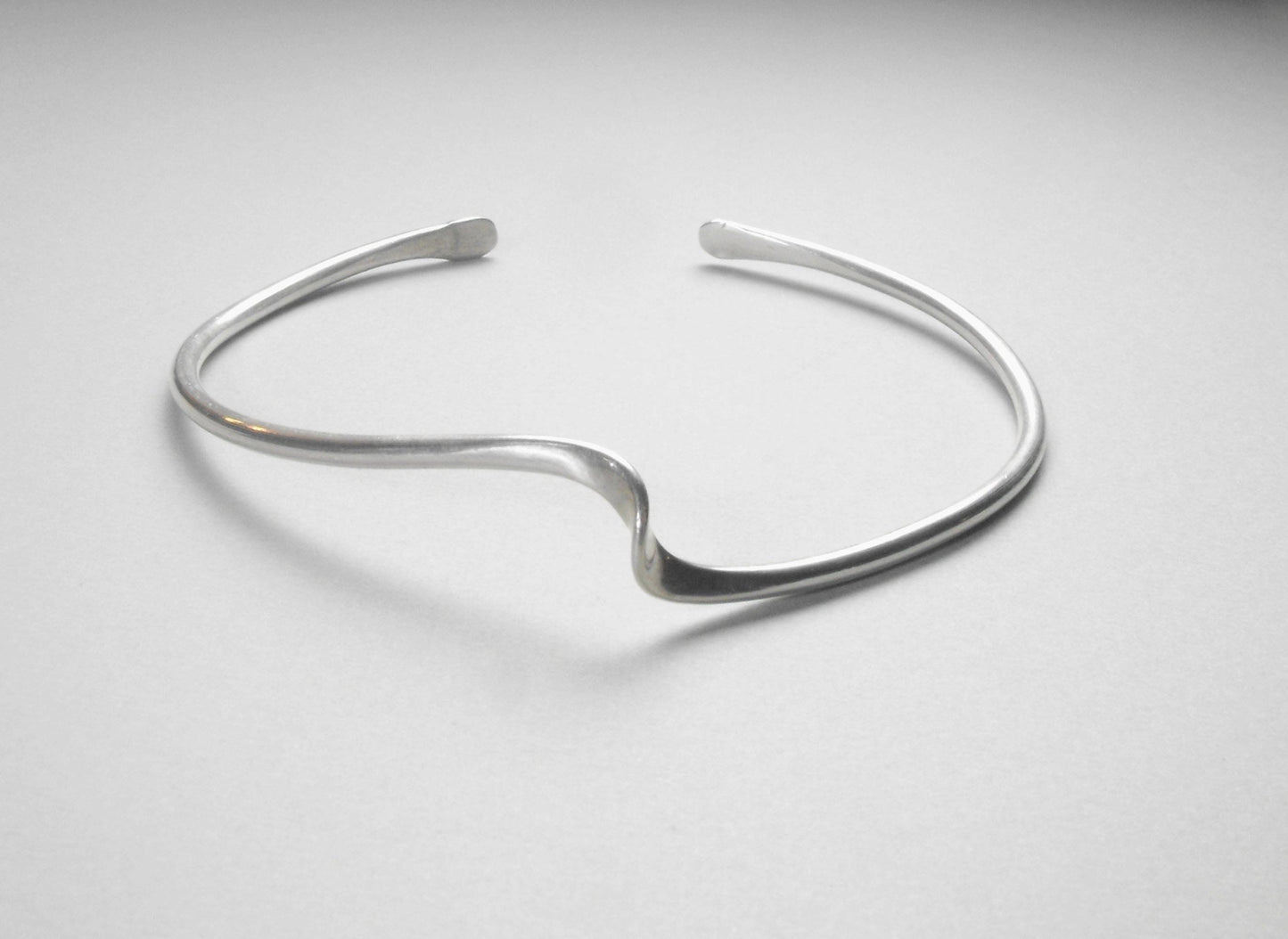 Hand-forged Argentium Silver Wave Cuff Bracelet, Tarnish Resistant, Eco Friendly