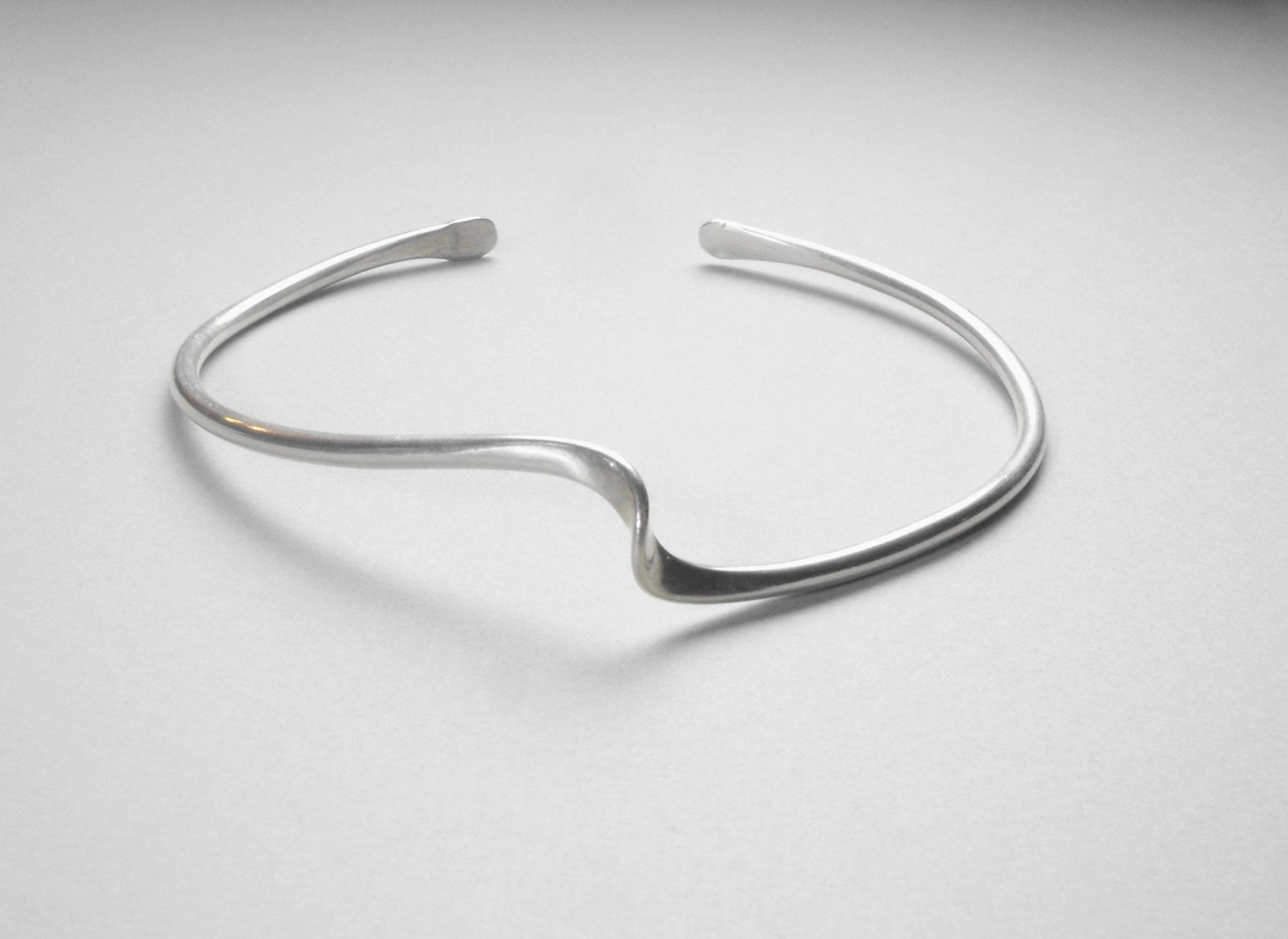 Hand-forged Argentium Silver Wave Cuff Bracelet, Tarnish Resistant, Eco Friendly