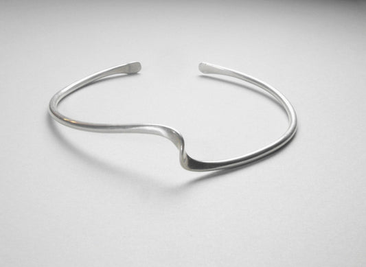 Hand-forged Argentium Silver Wave Cuff Bracelet, Tarnish Resistant, Eco Friendly