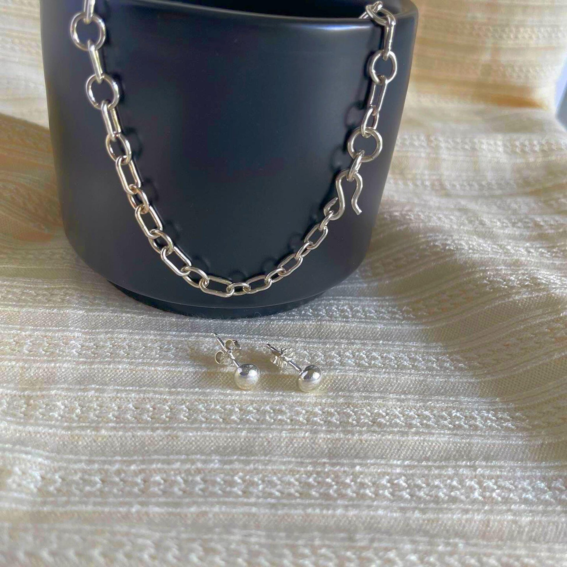 Handcrafted Argentium Silver Chain Bracelet, Tarnish Resistant, Eco Friendly Jewelry