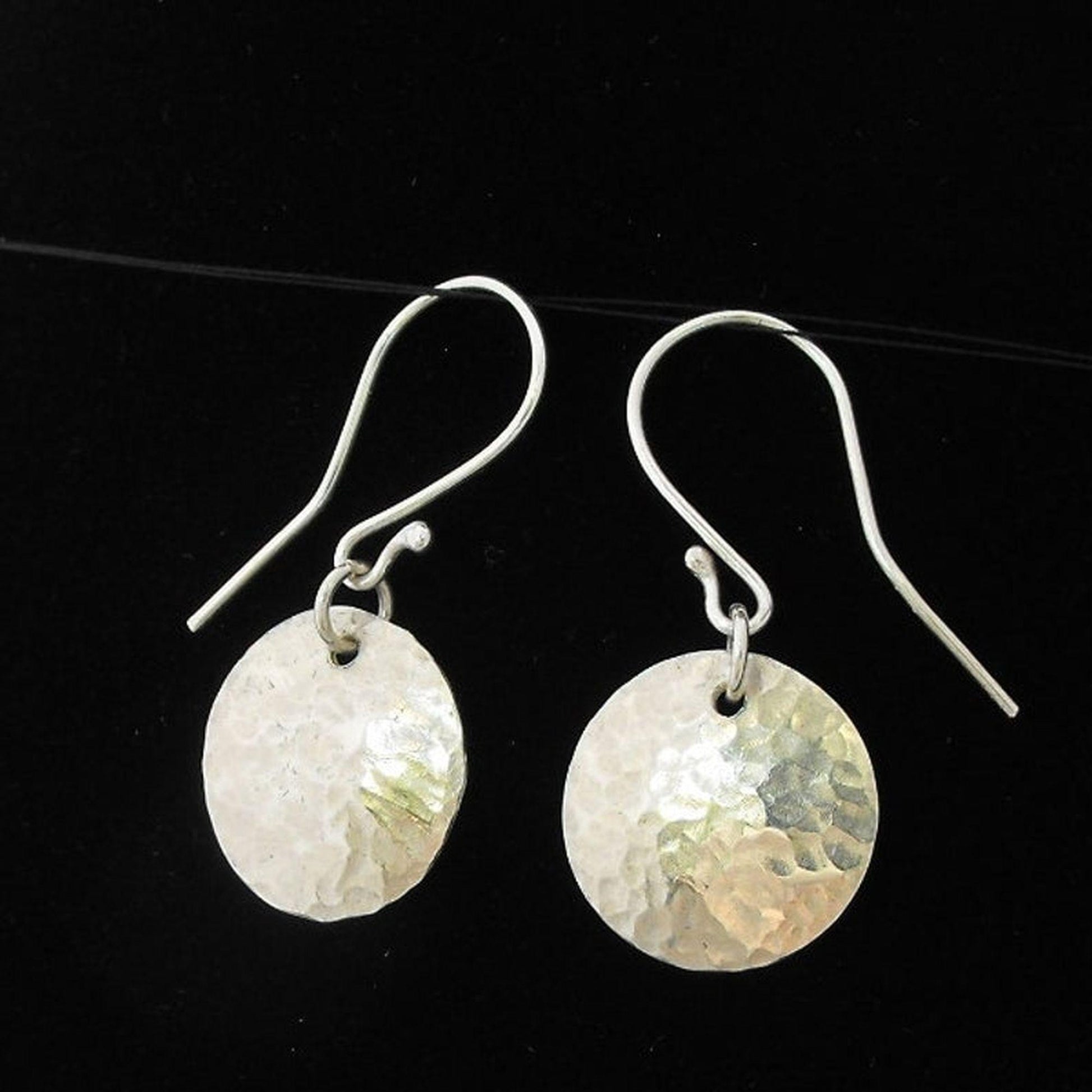 Hammered Argentium Silver Disc Earrings, Hypoallergenic, Eco Friendly Modern Jewelry