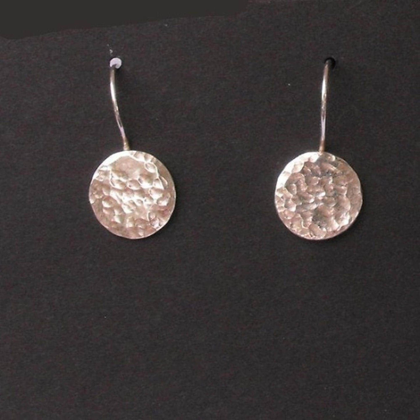 Hammered Argentium Silver Drop Earrings, Hypoallergenic Tarnish Resistant Jewelry