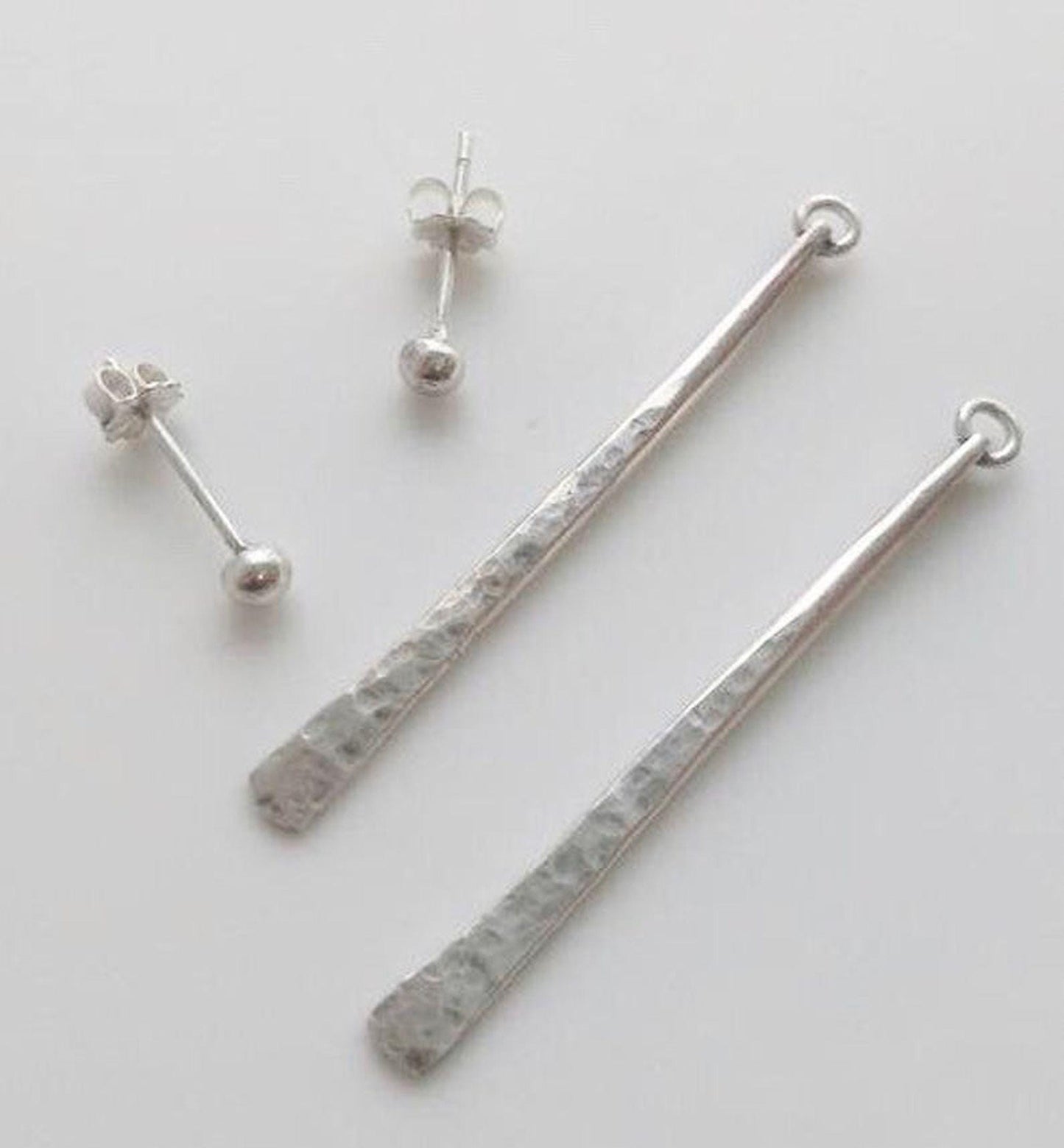 Hammered Argentium Silver Ear Jacket Earrings, Modern Boho, Tarnish Resistant