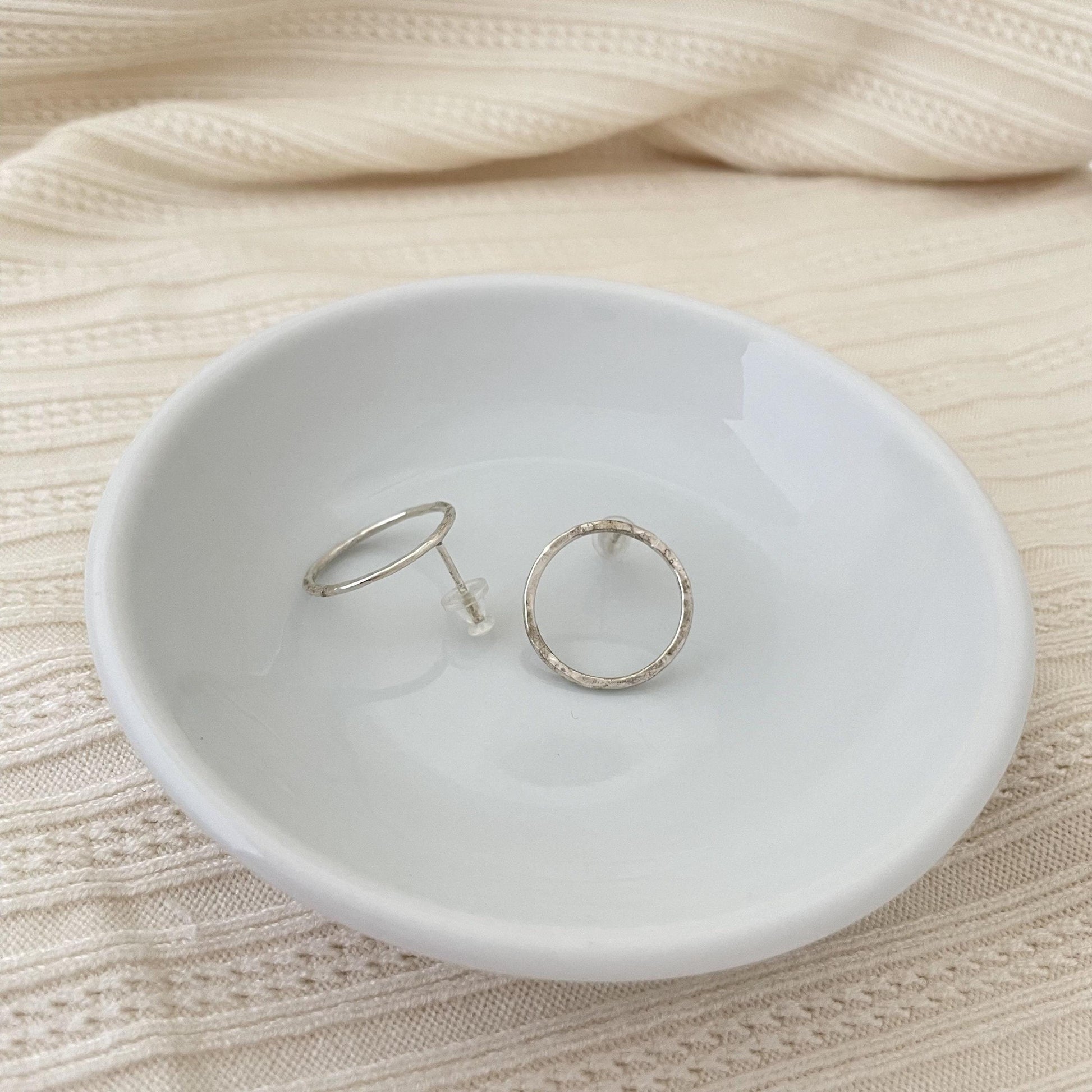 Handcrafted Argentium Silver Hoop Stud Earrings, Tarnish Free and Hypoallergenic Modern Jewelry
