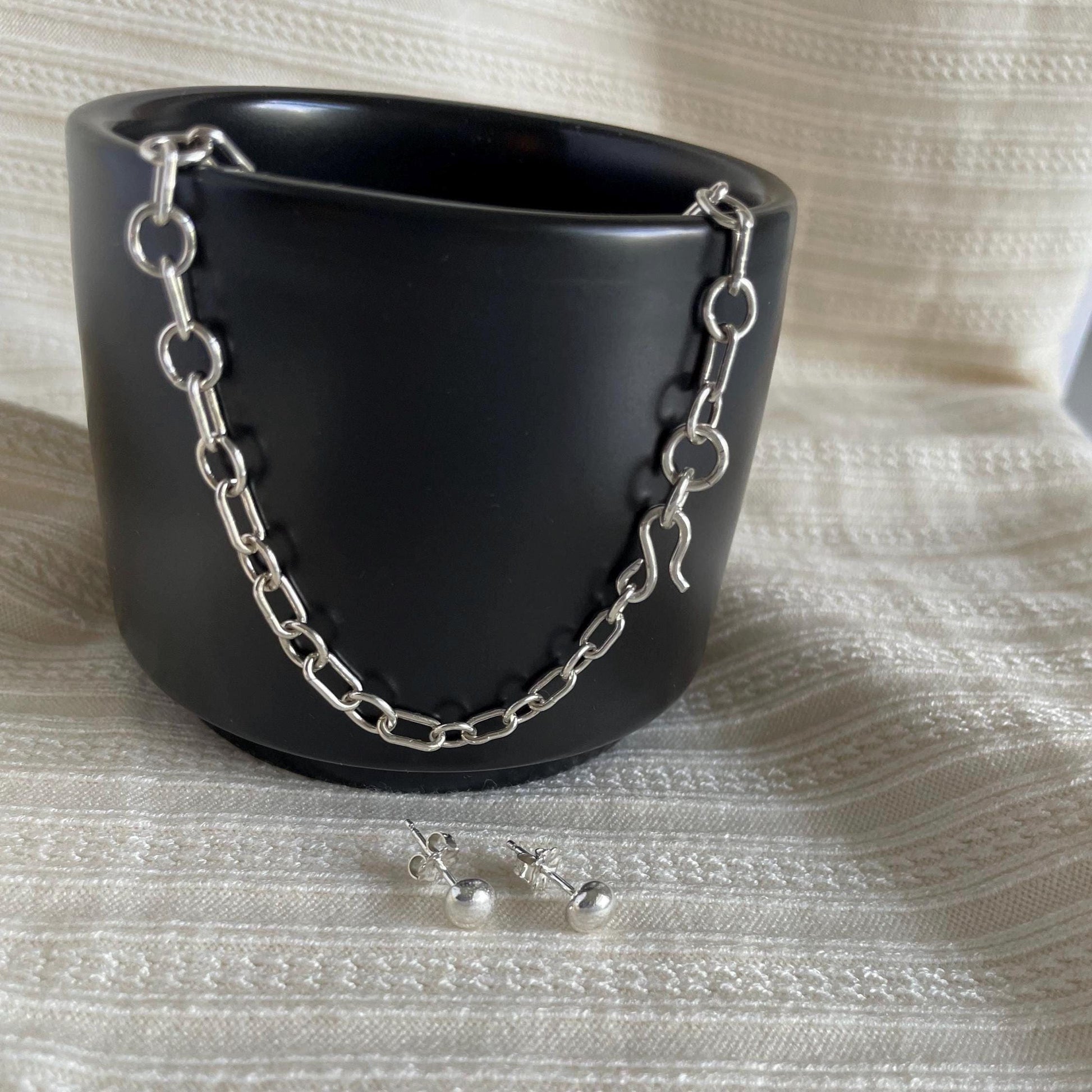 Handcrafted Argentium Silver Chain Necklace, Tarnish Resistant Artisan Jewelry, Durable Necklace
