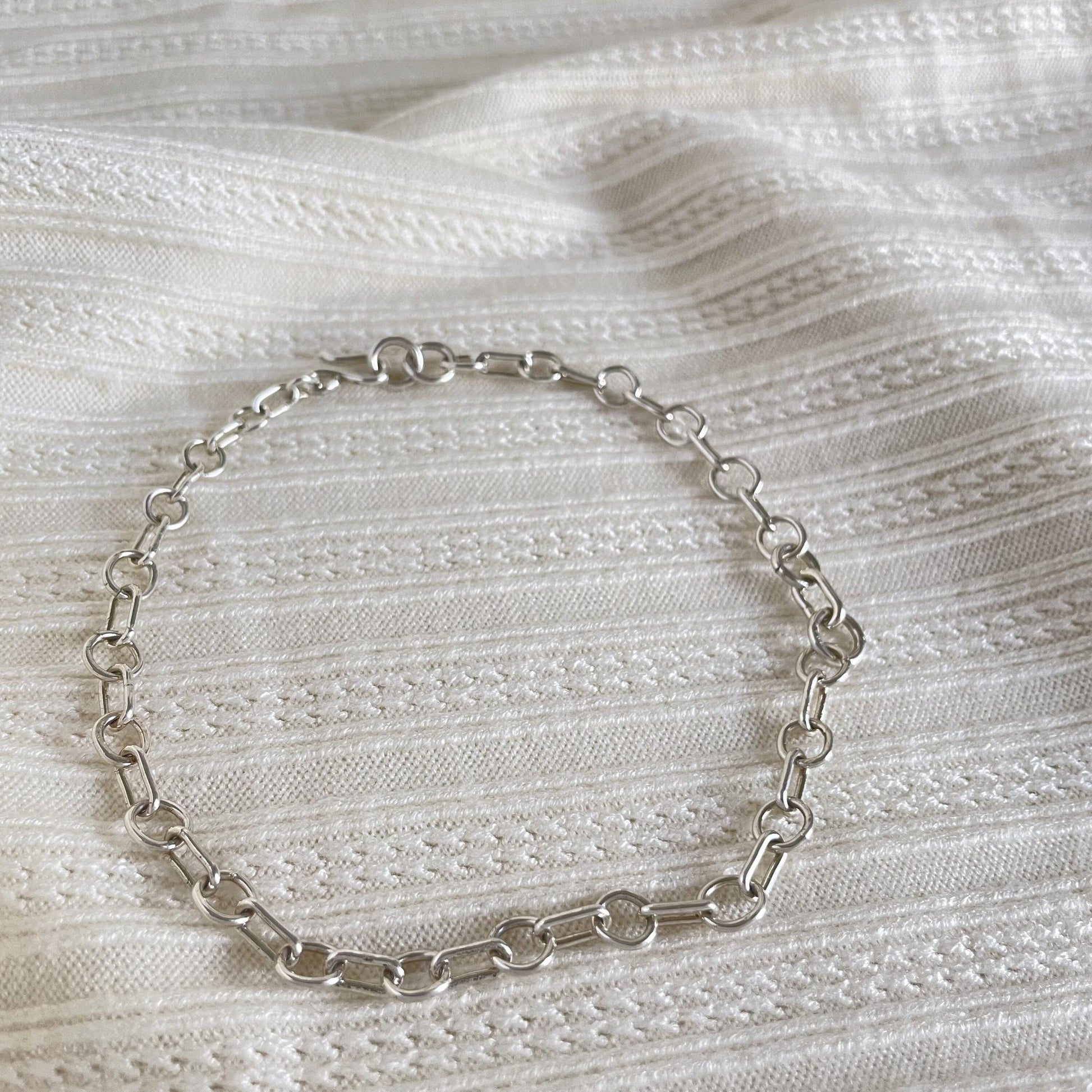 Handcrafted Argentium Silver Chain Link Bracelet, Tarnish Resistant Daily Wear
